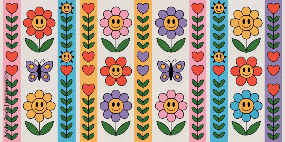 Aufkleber cheerful seamless pattern design with vibrant colors for backgrounds and textiles