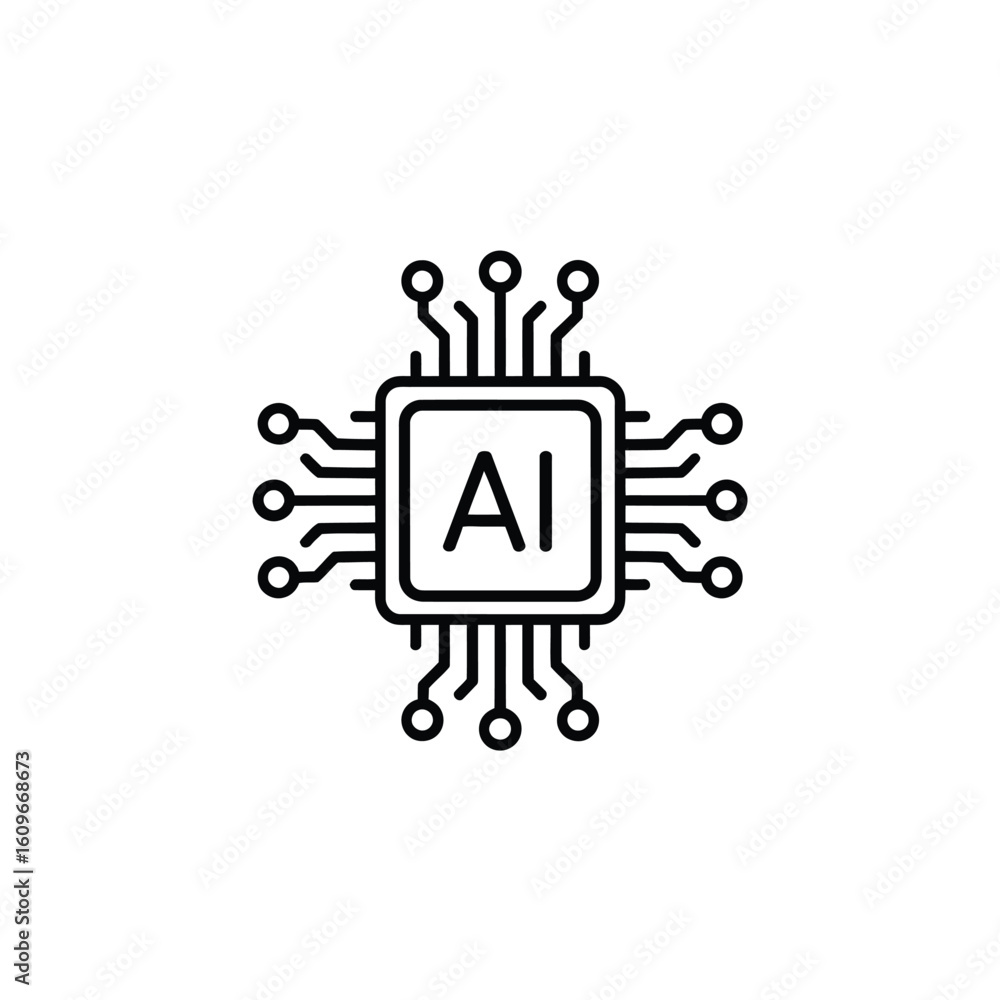 Poster artificial intelligence microchip symbolizing technological advancement and innovation in computer e