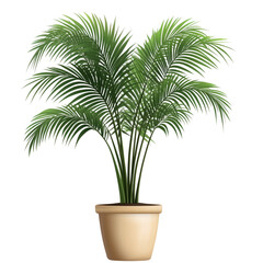 Fototapeta premium Realistic illustration of a beautiful areca palm plant in a beige terracotta pot