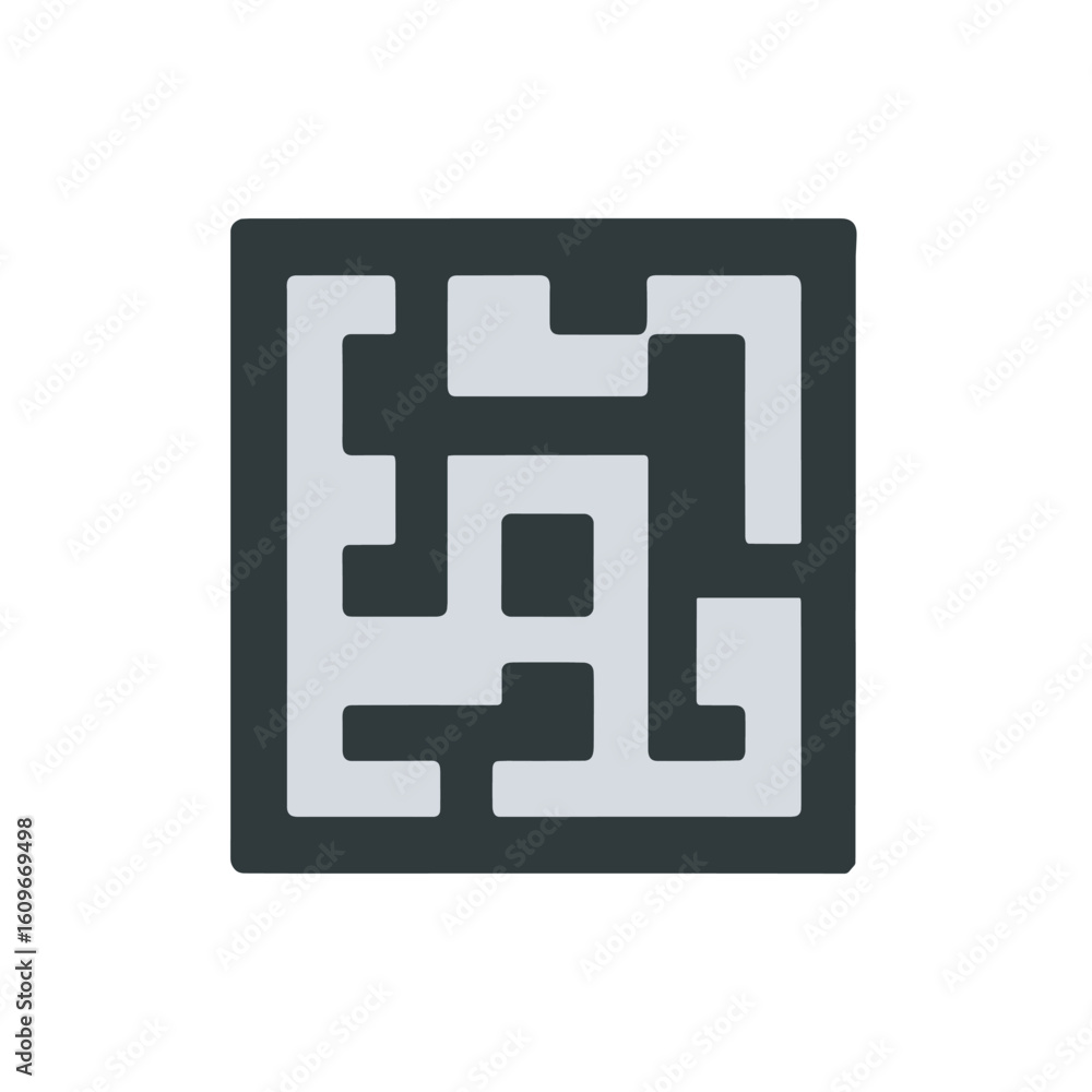 Poster a complex maze design showcasing intricate pathways and geometric patterns, ideal for puzzles