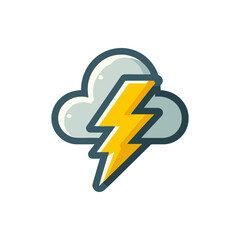 Obraz premium A vibrant illustration of a thunderstorm featuring a lightning bolt striking a cloud, symbolizing weather