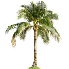 Obraz premium Single palm tree, vibrant green leaves, tall trunk