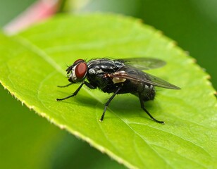 Fototapeta premium Close-up of a fly on a leaf (2)