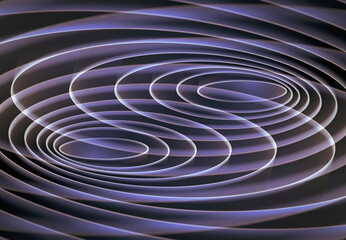 Vintage geometric abstract background with concentric ovals, blue atomic style