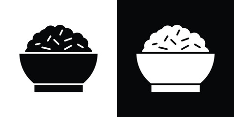 Bowl rice icon. Vector illustration. Flat design.