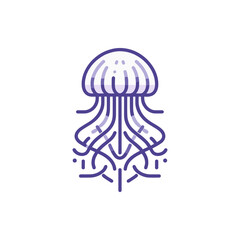 Stylized illustration of a jellyfish with flowing tentacles against a minimalist background