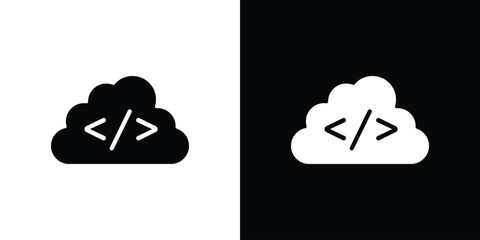Cloud code icon. Vector illustration. Flat design.