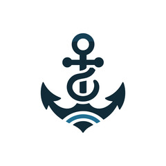 Nautical anchor symbol with stylized waves, representing maritime themes and adventure