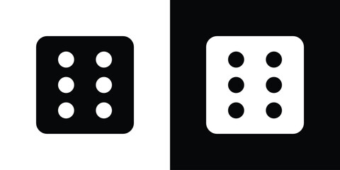 Dice six icon. Vector illustration. Flat design.