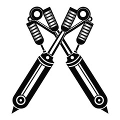 Stylized Crossed Ice Climbing Tools Graphic A Dynamic Emblem of Mountaineering and Adventure Sports Equipment Ready for the Ascent
