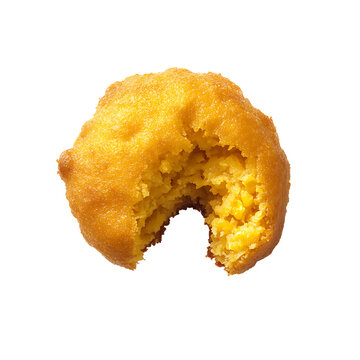Partially Eaten Cornbread Muffin with Visible Crumb Texture