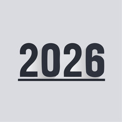 Year 2026: A minimalist, photorealistic composition highlights the year 2026 in a clean, modern font, elegantly set against a neutral backdrop, symbolizing forward thinking and planning.