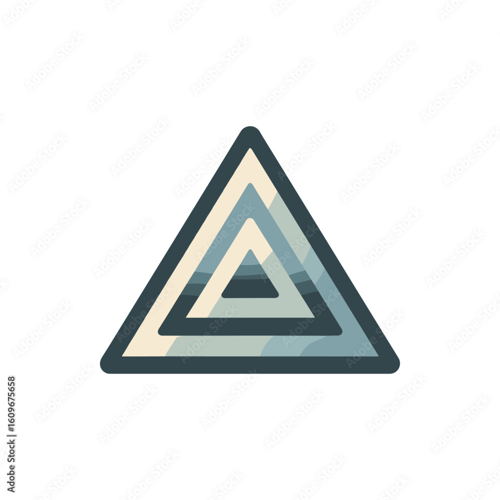 Poster abstract geometric design featuring layered triangles in muted colors with a minimalist style