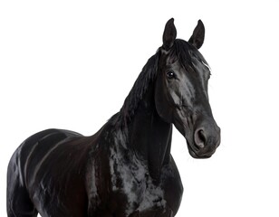 Obraz premium Black horse portrait against white background (1)