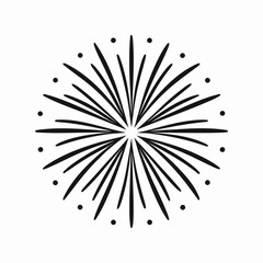 Obraz premium Black fireworks burst with dots on white background