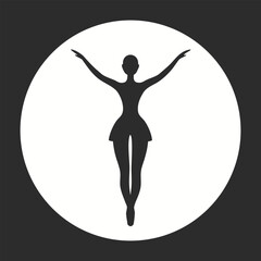 Black silhouette of a ballet dancer in a white circle