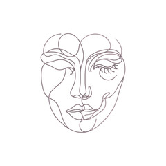 Abstract line art representation of a human face with delicate features and minimalistic style