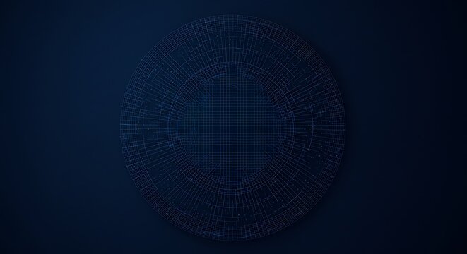 Futuristic Digital Grid Sphere with Glowing Particles - Powered by Adobe