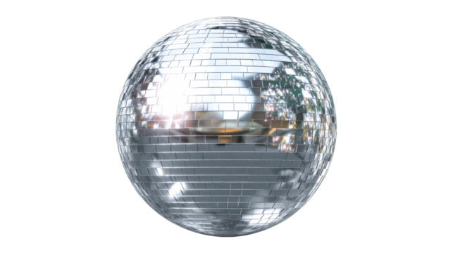 Shiny disco ball reflective surface with bright square tiles