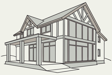 Modern city skyline features towering skyscrapers and a deserted road beneath a crystal blue sky, offering urban elegance, modern flat illustration style.