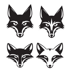 Fox Head Silhouette Icon Set