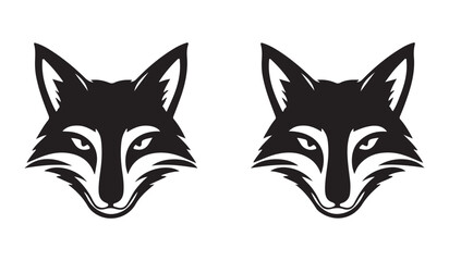 Fox Head Silhouette Icon Set