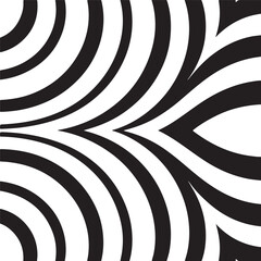 Abstract Black and White Curved Lines Pattern with Optical Illusion Vibe A Visually Striking Design for Modern Aesthetics