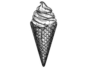 Detailed ice cream cone drawing