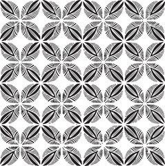 Intricate Black and White Floral Pattern Bold Lines and Abstract Botanical Motifs Evoking Polynesian and Pacific Island Textile Art