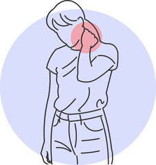 Woman with Neck Pain in a Bright, Minimalist Environment