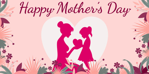 Mother's Day background . Template for festive decoration. Template for Mother's Day greetings. Background with a flower and text. Vector illustration
