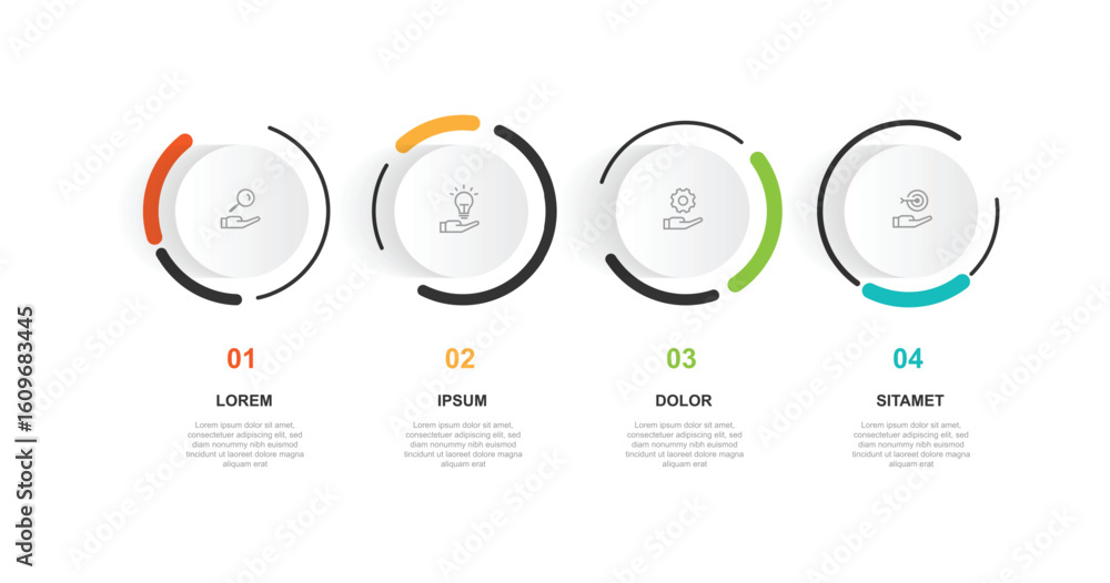 Poster 4 step circle infographic template vector element suitable for business information and web presenta