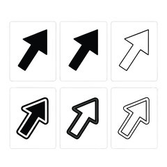Six Arrow Icons Diagonal Up Right symbol graphic