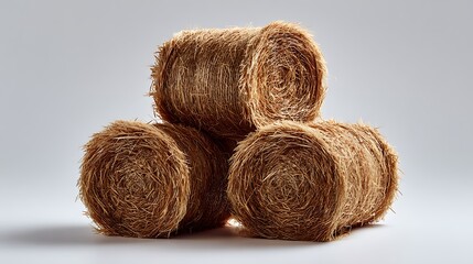 Bales of hay stacked beautifully farm field photography studio lighting close-up agricultural concept