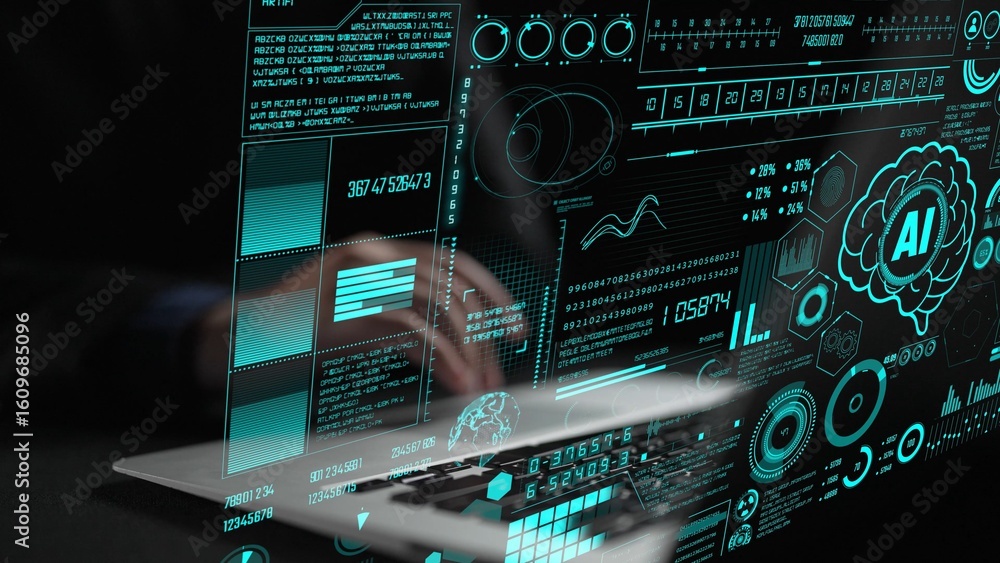 Poster ai assistant brain processor with llm technology, big data, machine learning, generative ai for busi