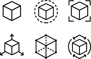 3D Modeling Cube Icon Vector Set for Design and Architecture Concepts 