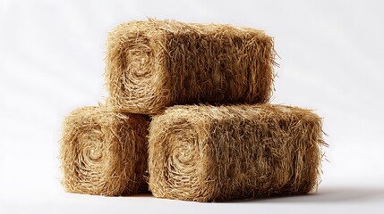 Harvesting straw bales farmyard agriculture image rural setting close-up view sustainable farming practices