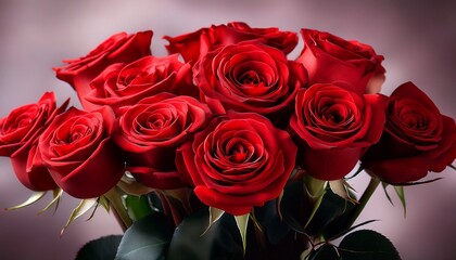Obraz premium beautiful red roses bloom in a romantic bouquet a perfect gift for love and beauty
