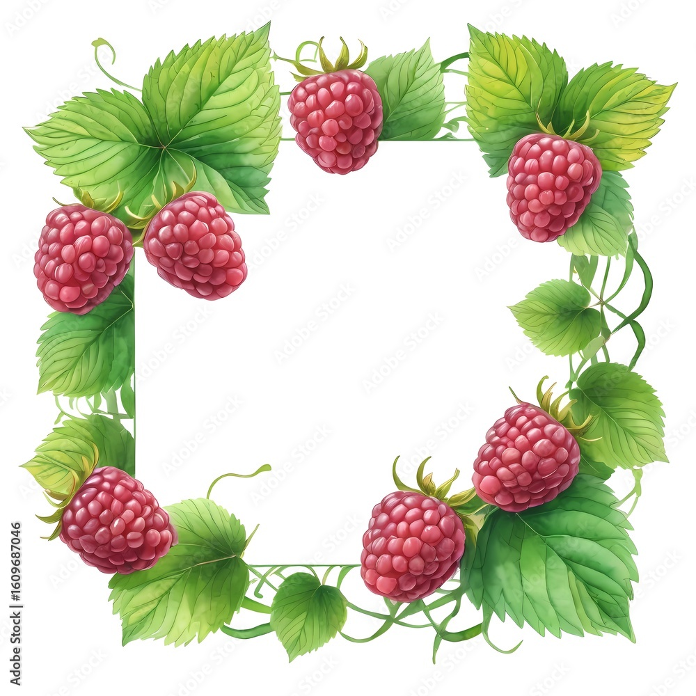 Aufkleber artfully designed raspberry fruit watercolor card with a blank space for creative invitations or per