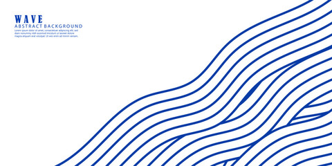 Blue water wave line pattern background. Vector illustration. Japanese style concept.