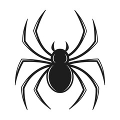 Black spider silhouette with pointed legs and fangs