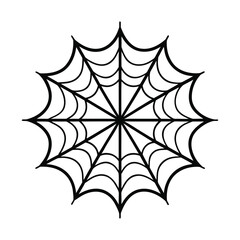 Black spider web graphic on white background cobweb