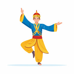 Graceful Dancer in Traditional Costume: Capturing the vibrant motion of a dancer, wearing a beautifully detailed costume. This illustration celebrates the cultural beauty of this region.