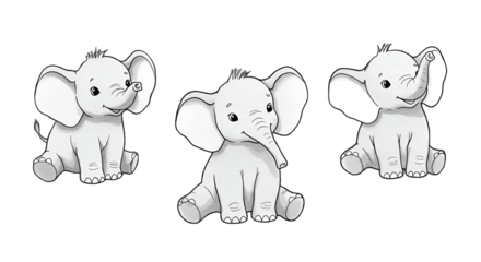 Adorable baby elephants, perfect for nursery decor, children's books, or playful animal themes