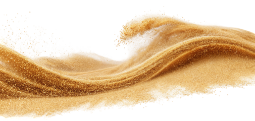 Golden sand wave swirls gently shimmering with light sparkles in abstract motion background image