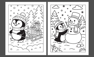 winter coloring page bundle