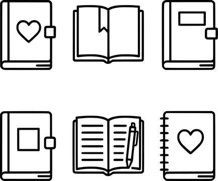 Personal journal diary notebook icon collection 