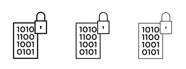 Binary Lock icon linear style sign for mobile concept and web design.