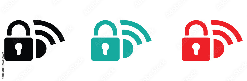 Poster secure your digital world with these versatile wireless security lock icons, perfect for protecting 