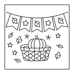 Autumn Banner & Pumpkin Coloring Sheet – Festive Seasonal Printable